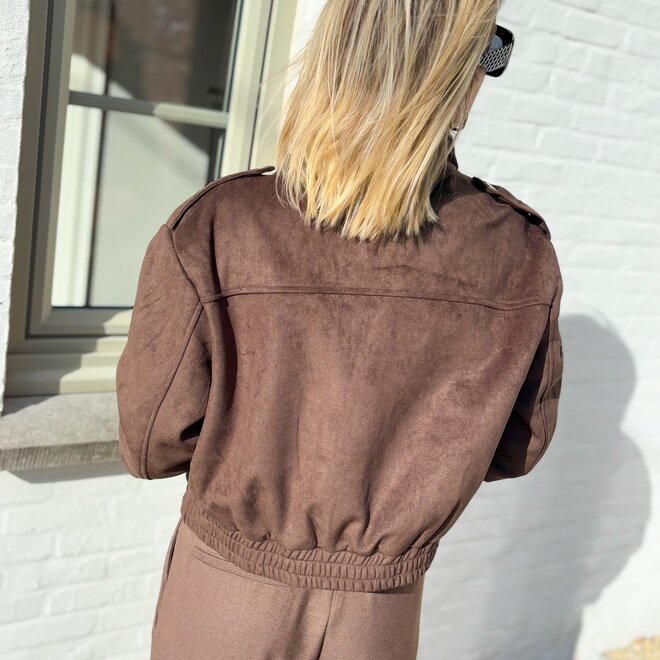 Suede pocket bomber