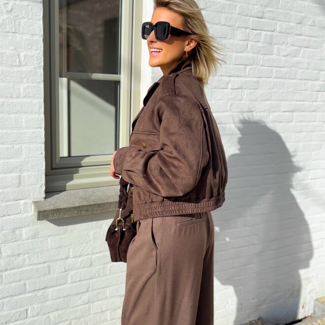 Suede pocket bomber