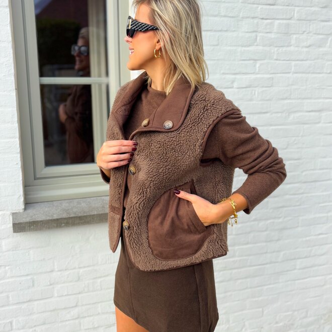 Teddy Hug Gilet Brown
