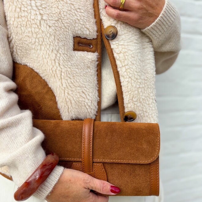 Teddy Hug Gilet Ecru Camel