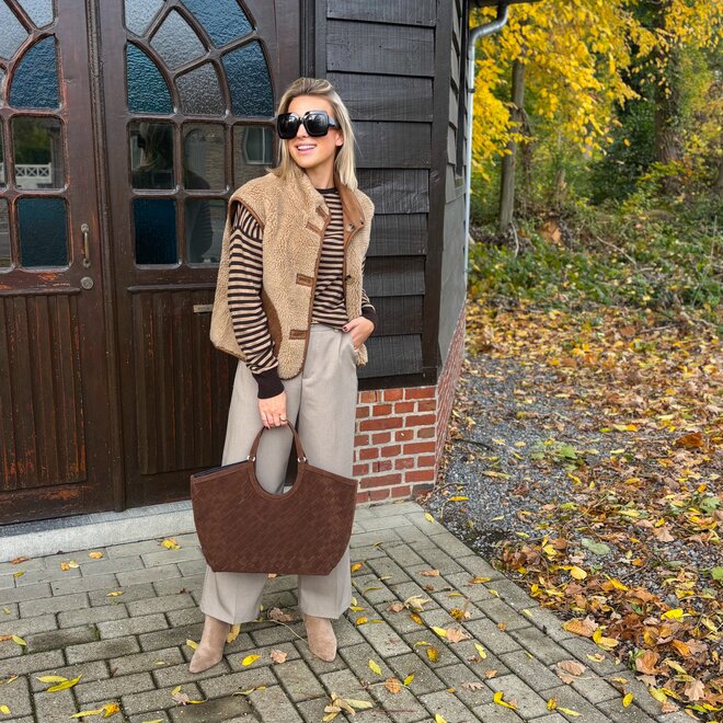 Teddy Hug Gilet Beige Camel