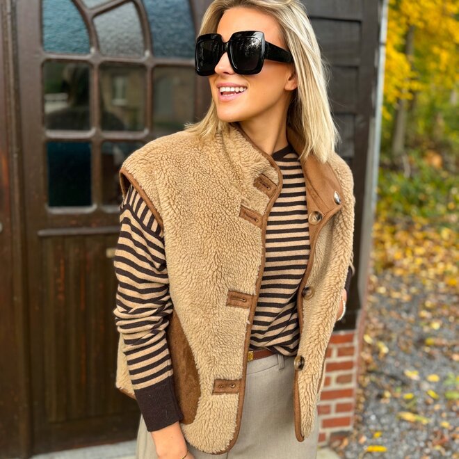 Teddy Hug Gilet Beige Camel