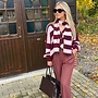 Comfy Contrast Cardigan Bordeaux-Pink