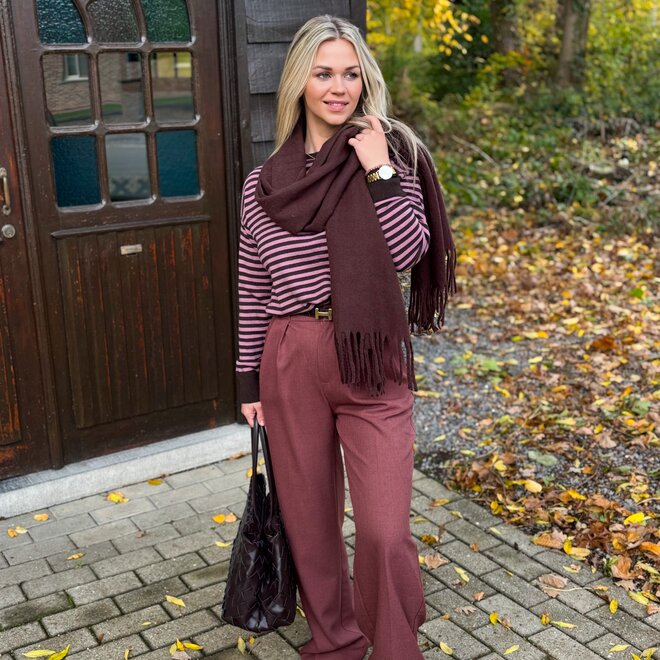 Serene Stripes Cashmere Pull Brown-Pink