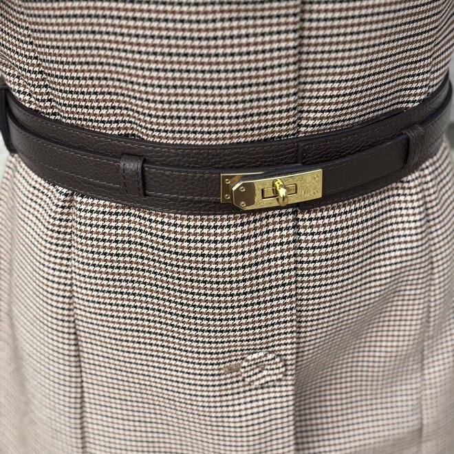 Verstelbare Brede Riem Leer Donkerbruin