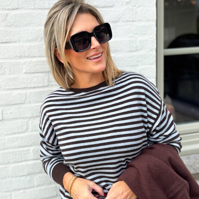 Serene Stripes Cashmere Pull Brown-Blue