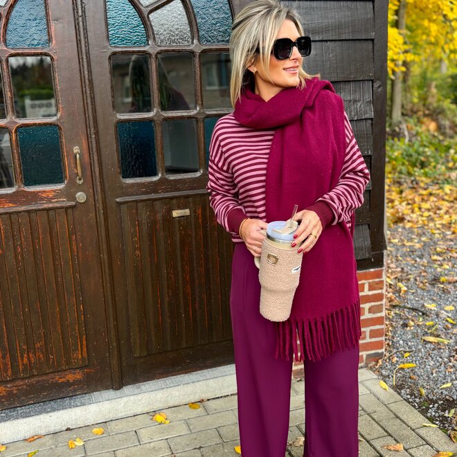 Serene Stripes Cashmere Pull Bordeaux-Pink