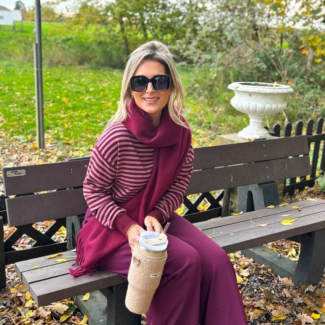Serene Stripes Cashmere Pull Bordeaux-Pink
