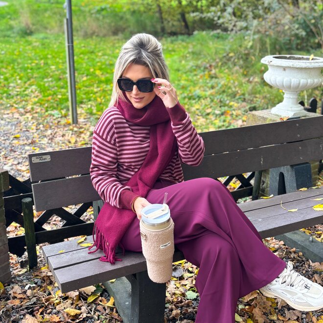 Serene Stripes Cashmere Pull Bordeaux-Pink