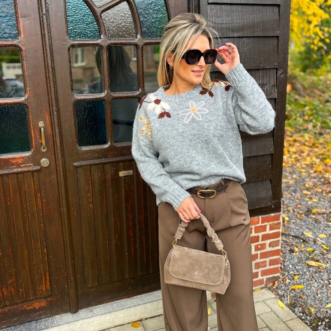 Fleur D'Epaule Pull Grey