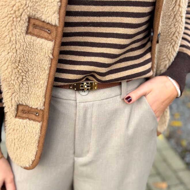 Verstelbare Riem Leer Camel