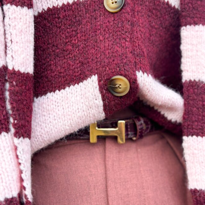 H Croco Lederen riem burgundy 2cm