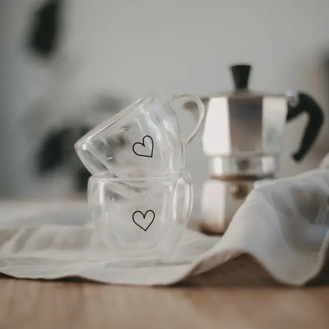 Dubbelwandig hart Espressoglas 50ml