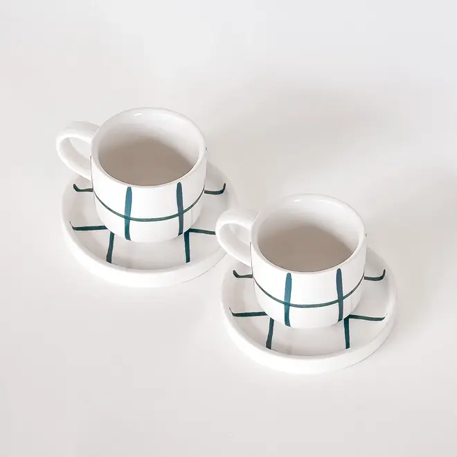 Espresso 2-delige set + bordjes Gentle Green