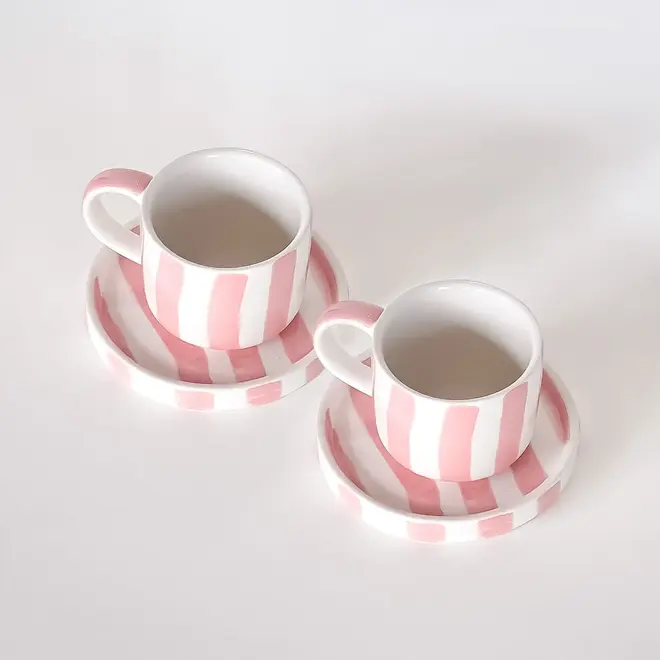 Espresso 2-piece set + plates Rose