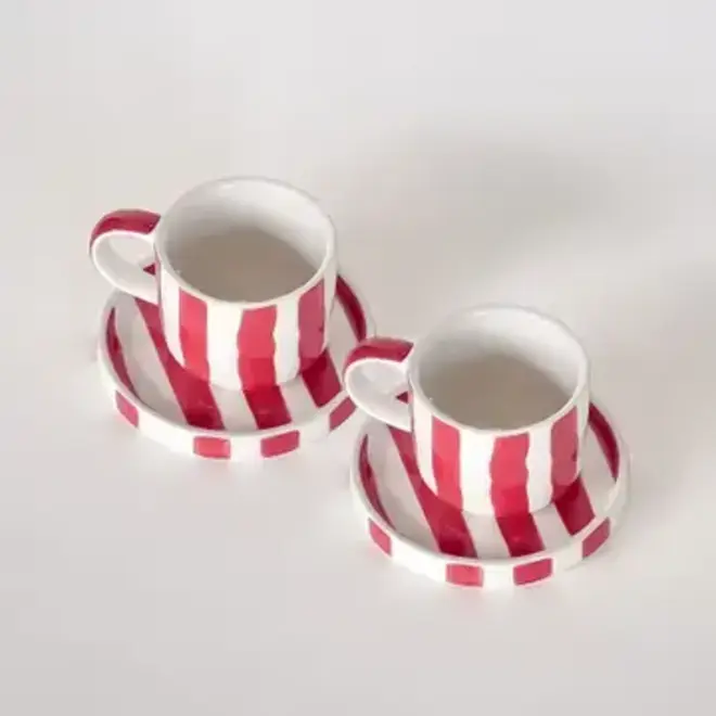 Espresso 2-piece set + plates Red