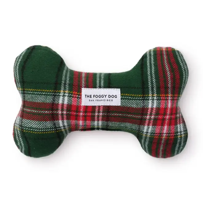 Flanelle holiday squeaky dog toy green