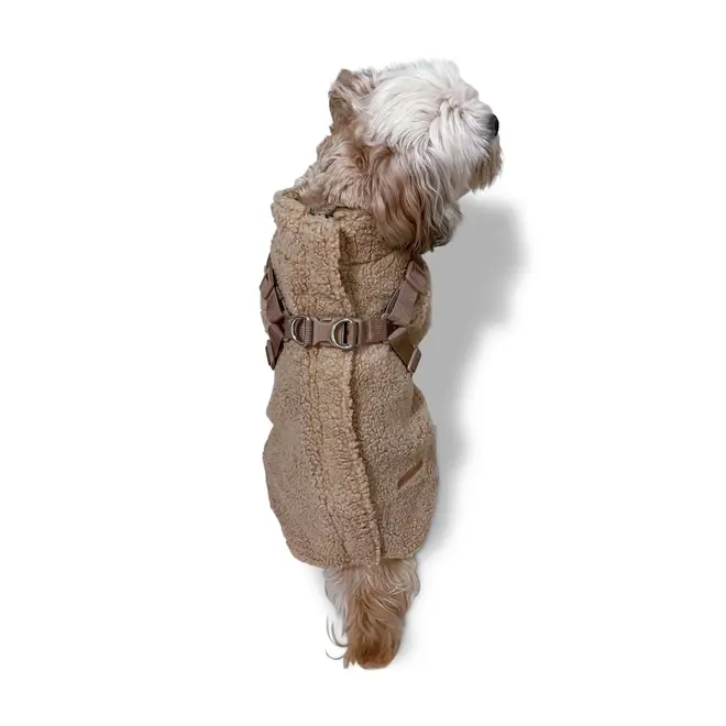 Teddy Dogjacket with Zipper beige