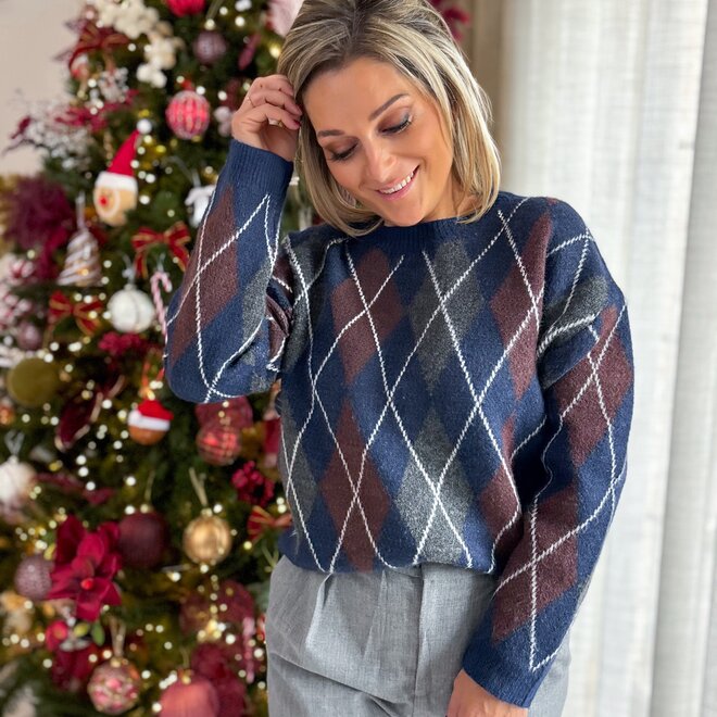 The grid sweater navy