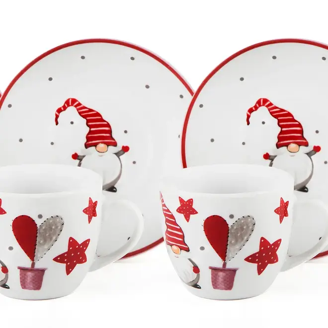 Espresso Set Christmas 6 Cups and Plates