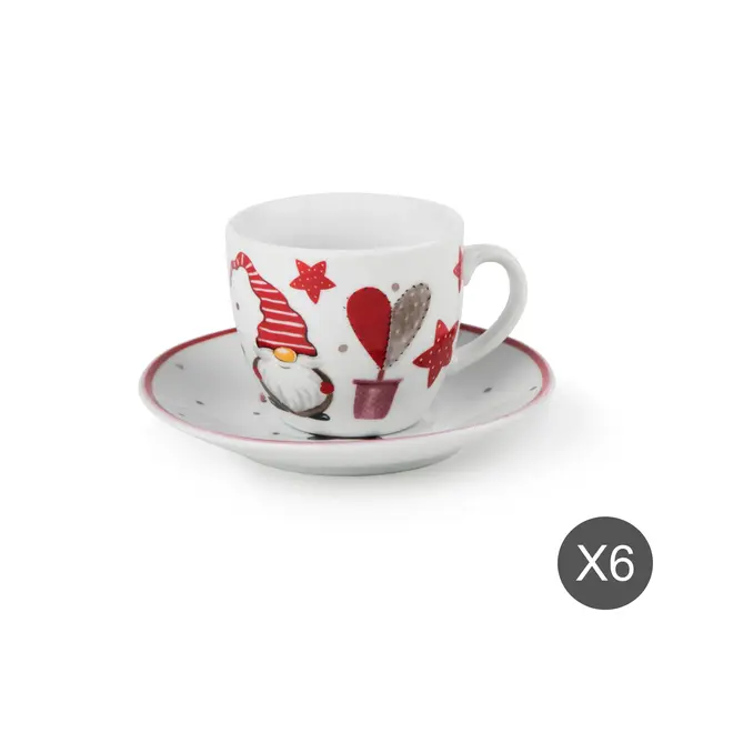 Espresso Set Christmas 6 Cups and Plates