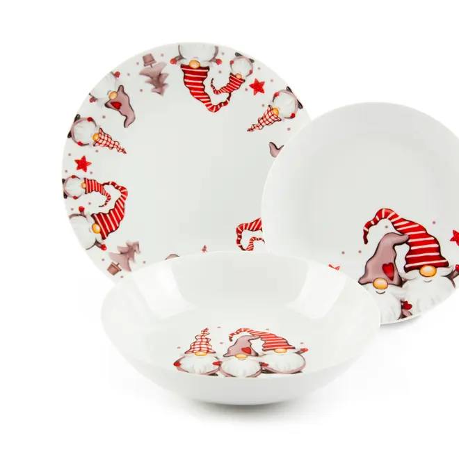 18-Piece Christmas Gnome Plate Set