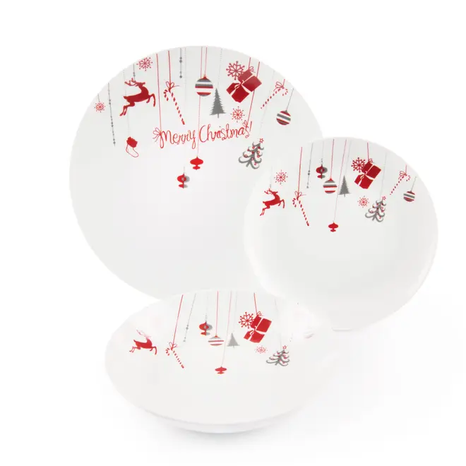 18-Piece Merry Christmas Plate Set