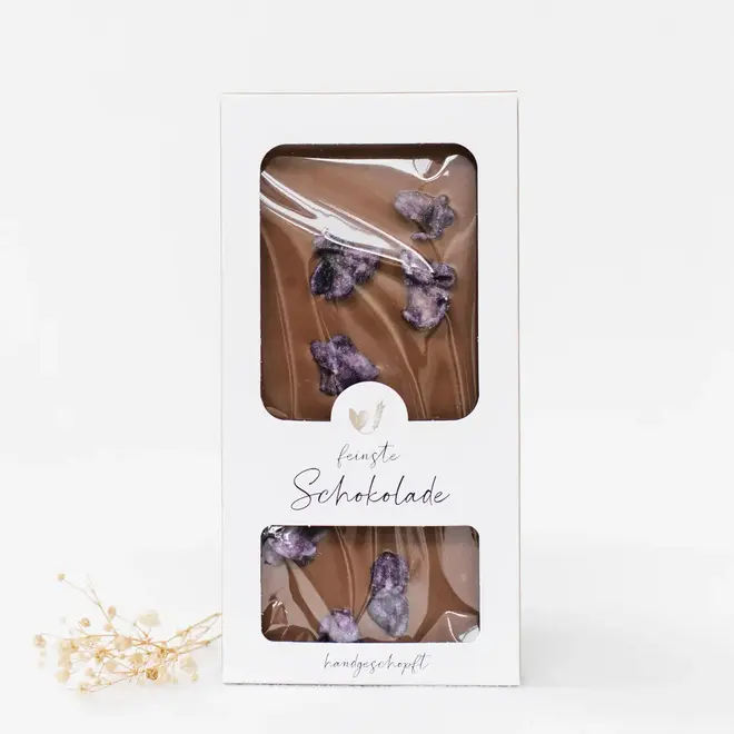 Melkchocolade gekonfijte viooltjes