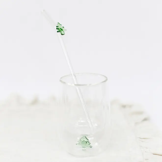 Glazen rietjes met kerstboompje