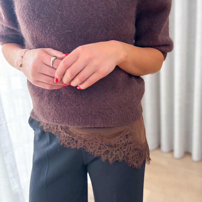 Silk Serenade Asymmetric Top Brown