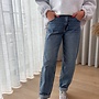 Roll Up Mom Fit Jeans Blue