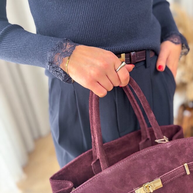 Finesse Lace Top Navy