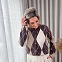 Cozy Diamond Cardigan Brown