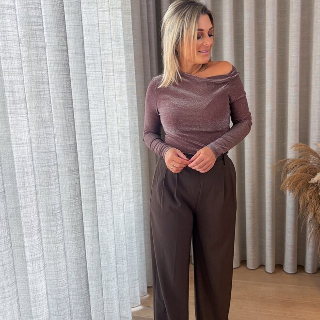 Shine line top brown