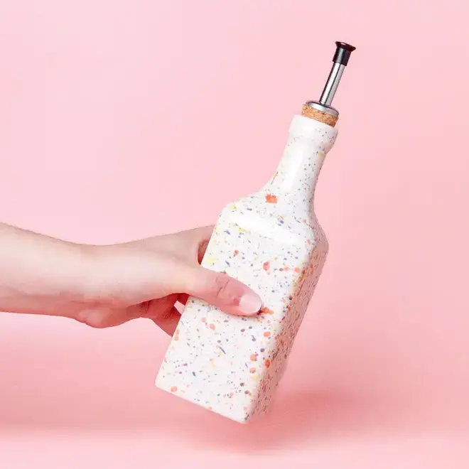 Olijfolie kan 475ml keramiek spikkel