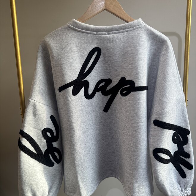 Be Happy Sweater Grey - Black
