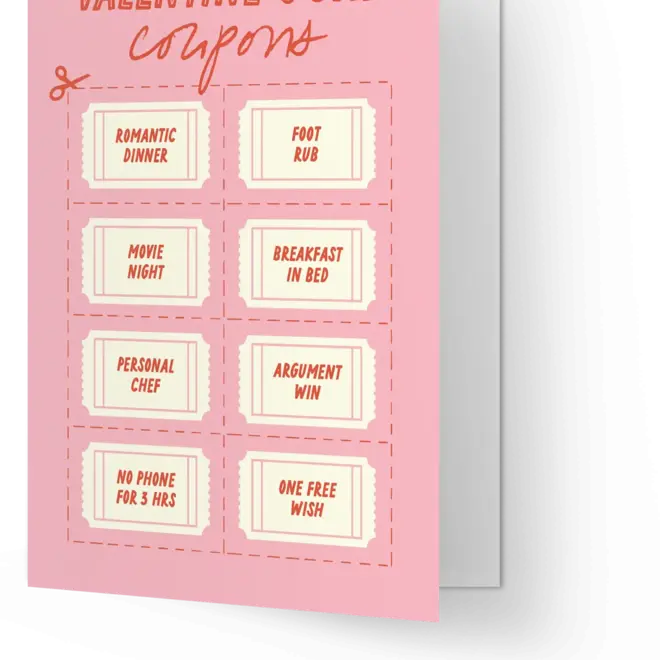 Wenskaart Valentine's day coupons