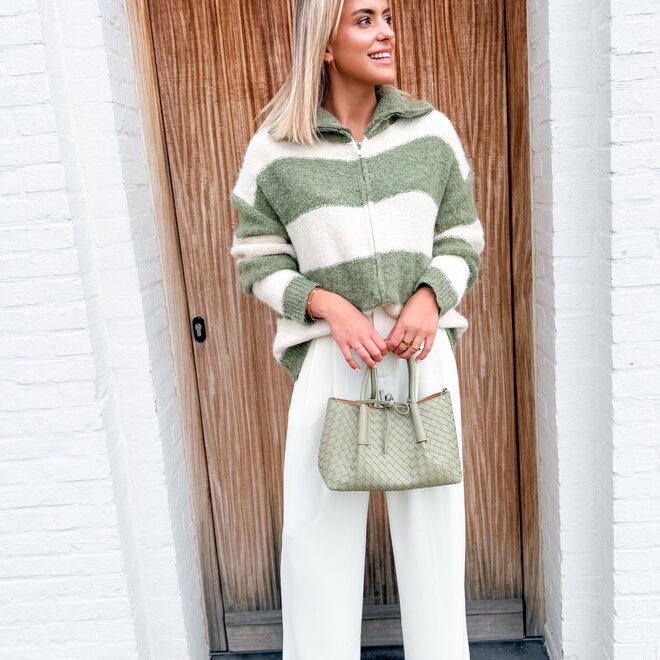 Amber zip up knit green/beige