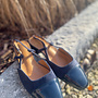 Suédine slingbacks navy