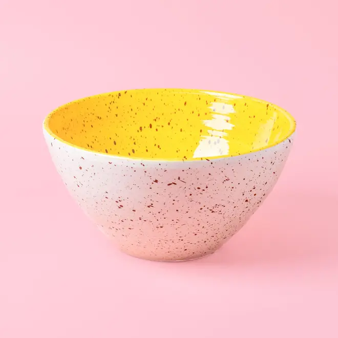 Handgemaakte keramische salade kom 1,5 l - 21 cm / Geel