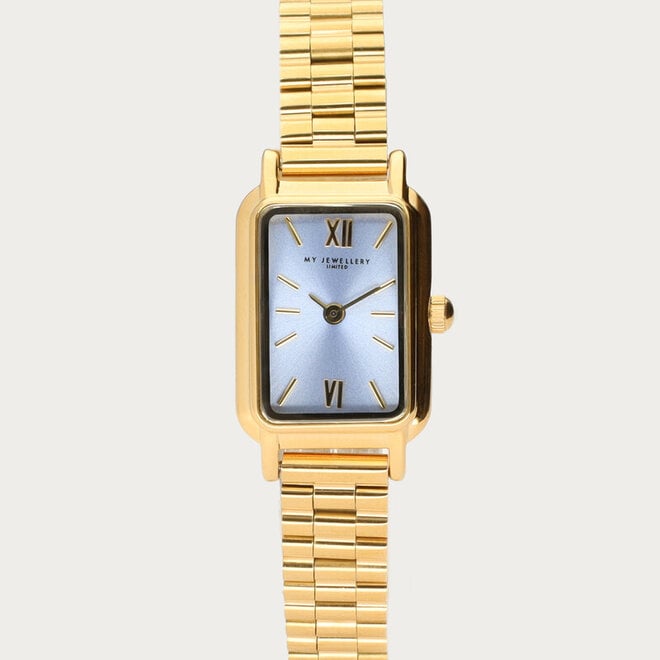 Vierkante horloge met lavender wijzerplaat