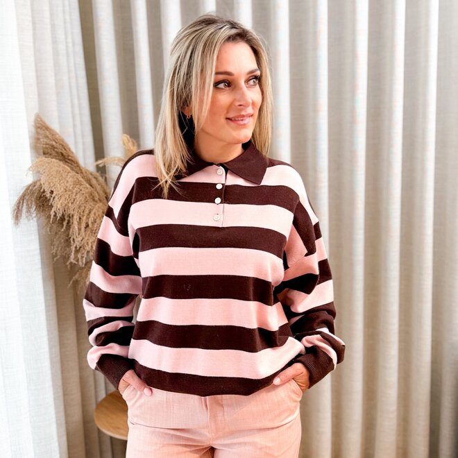 Clean lines polo brown pink