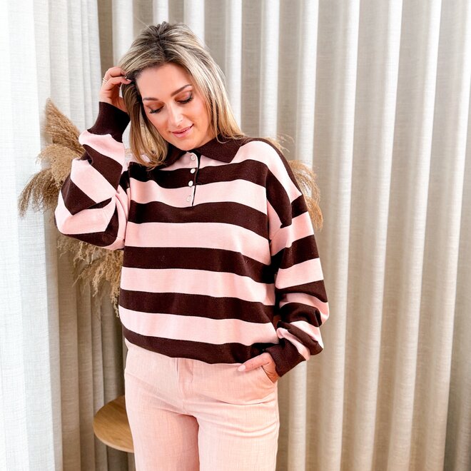 Clean lines polo brown pink