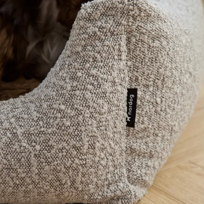 Billy dog bed in taupe bouclé