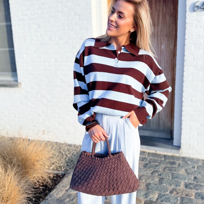 Clean lines polo brown blue