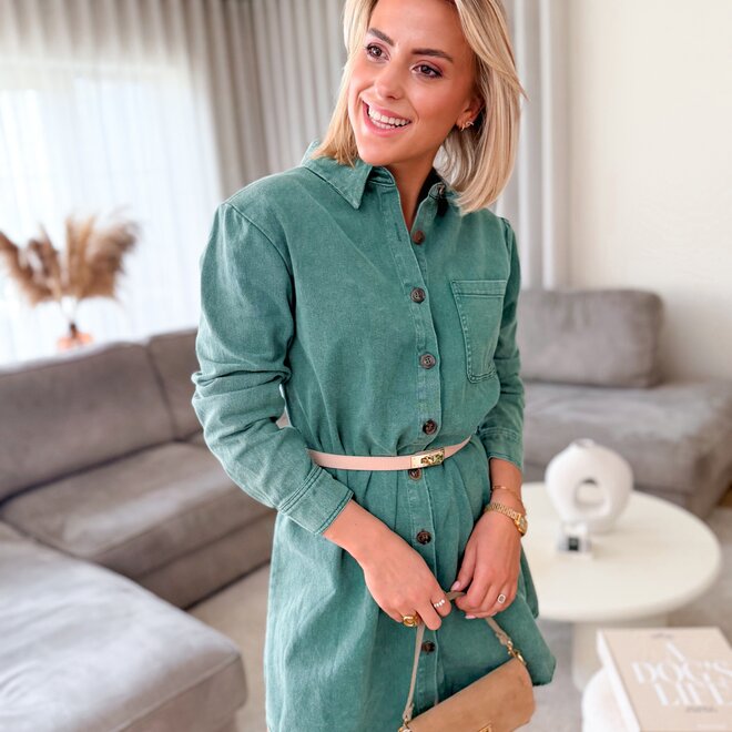 Indigo base green dress