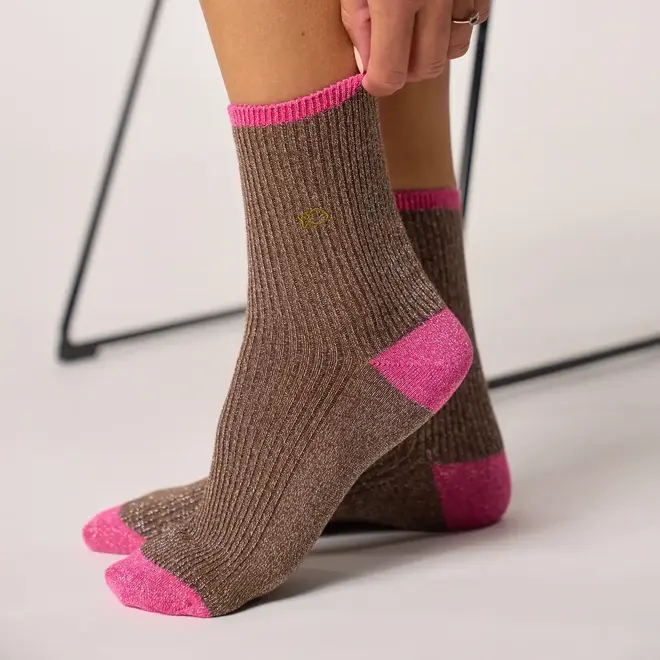 Billy glitter bronze blush socks