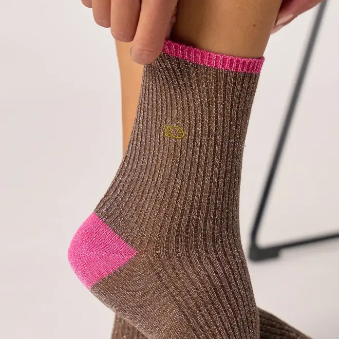 Billy glitter bronze blush socks
