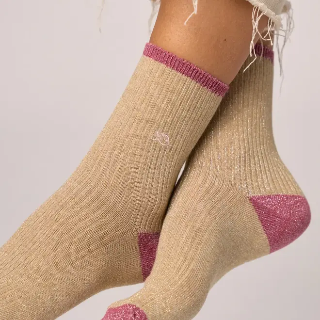 Billy glitter beige blush socks