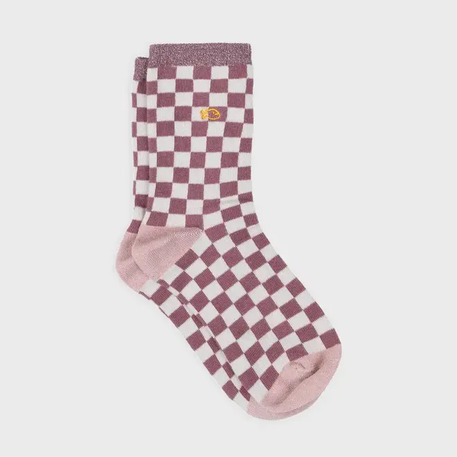 Billy check cotton blush socks
